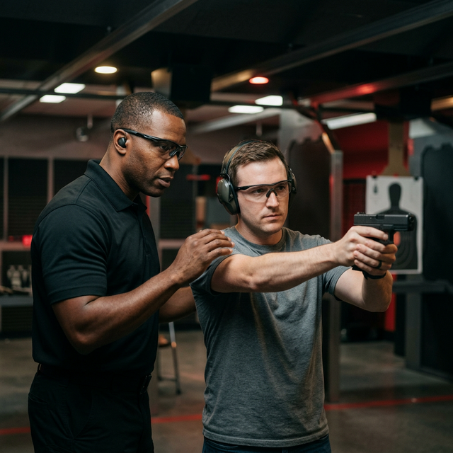 Instructor at a shooting range